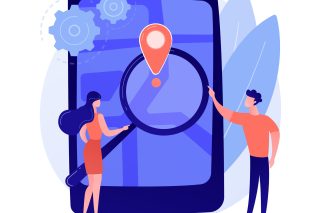 Mobile tracking soft abstract concept vector illustration. Monitoring software, navigation mobile app, gps tracking application, anti-theft soft, kids parental control, spy tool abstract metaphor.
