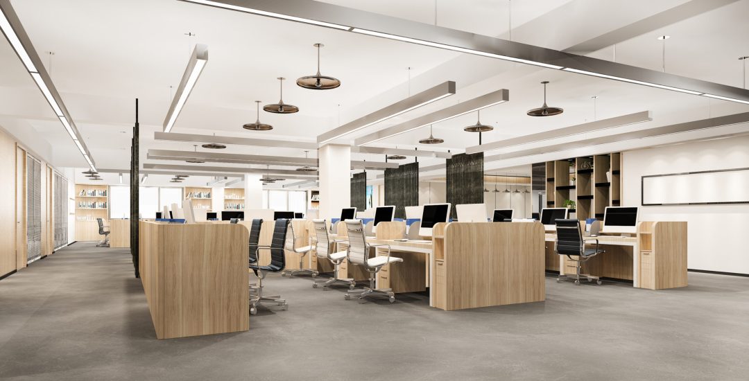 3d rendering business meeting and working room on office building