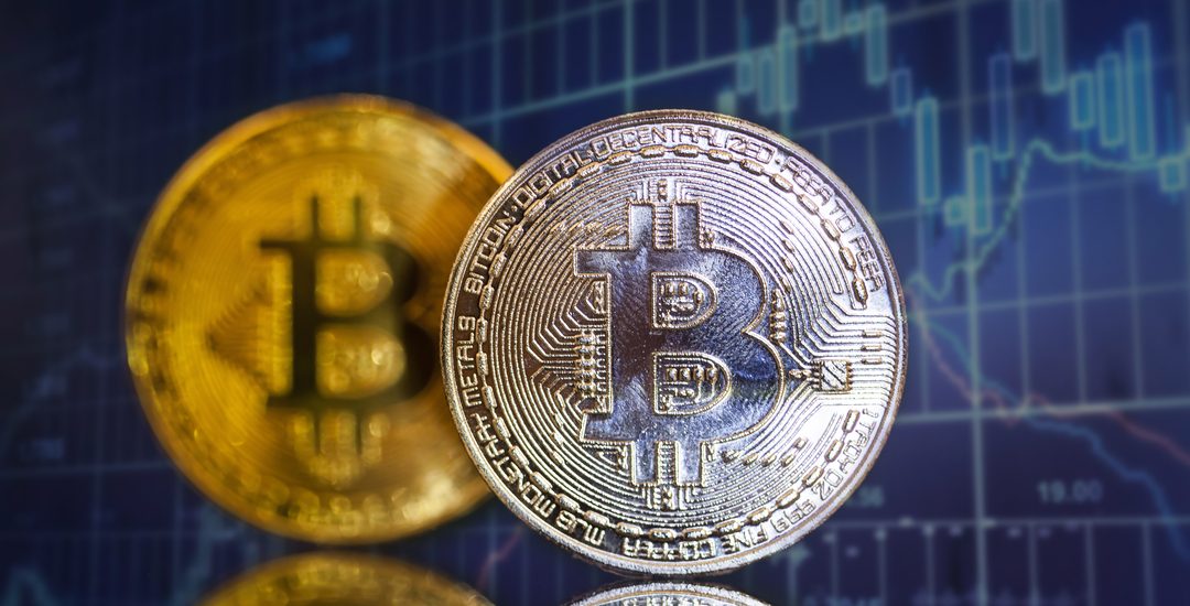 Golden Bitcoin Cryptocurrency. New Virtual money concept.