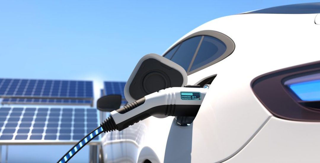 Electric car power charging, Charging technology, Clean energy filling technology. 3D illustration