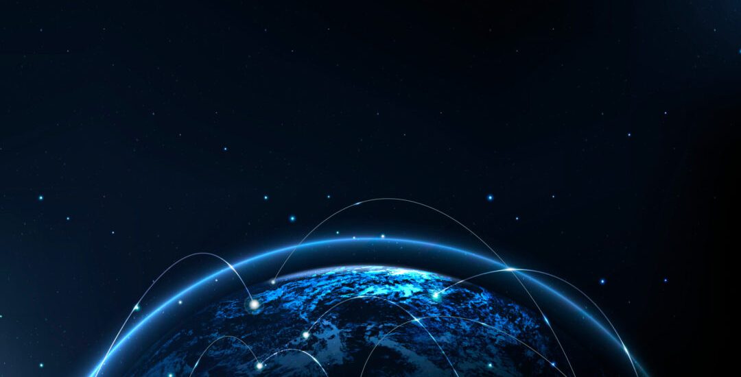 Global networking technology background vector digital communication