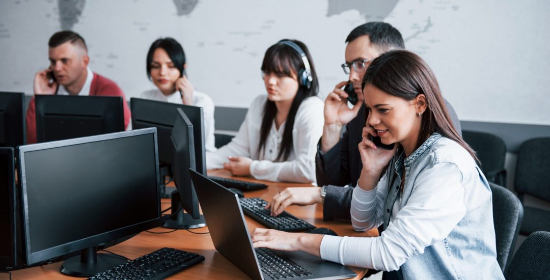 Everyone doing his job. Young people working in the call center. New deals is coming.