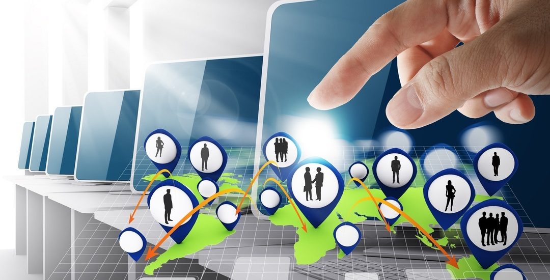 hand point to social network icon computer room