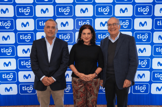 Marcelo Benitez CEO Millicom Alexandra Falla Mintic Carlos Blanco CEO Tigo Colombia