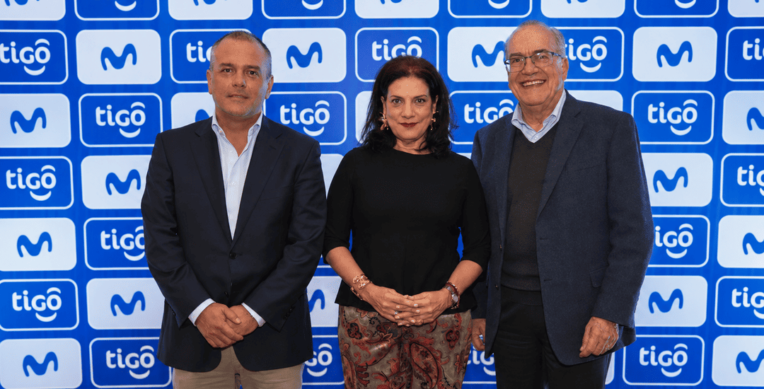 Marcelo Benitez CEO Millicom Alexandra Falla Mintic Carlos Blanco CEO Tigo Colombia