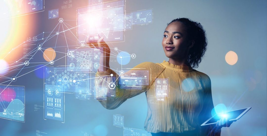 Digital transformation concept. System engineering. Binary code. Programming.