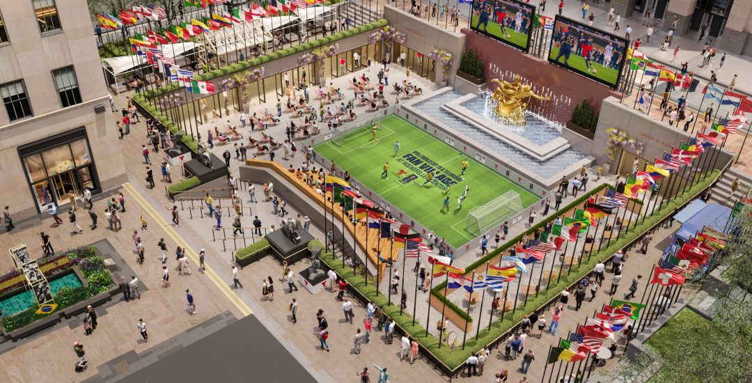 Rendering New York New Jersey World Cup 26 & Telemundo Fan Village at Rockefeller Center - Courtesy Rockefeller Center