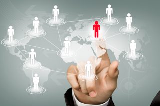 Hand pick red man of Social Network