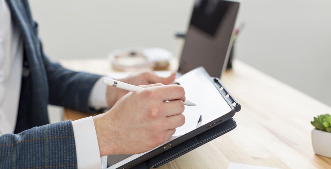 close-up-individual-working-office