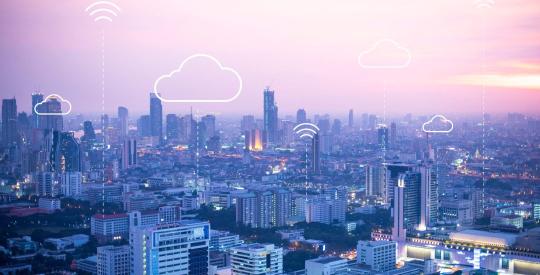 Cloud computing banner background for smart city