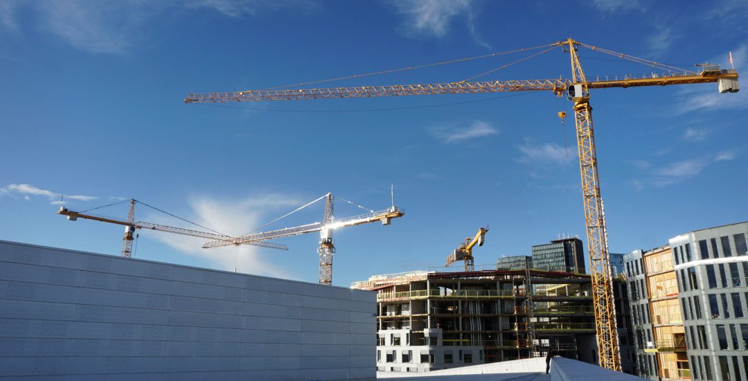 Cranes in a construction site