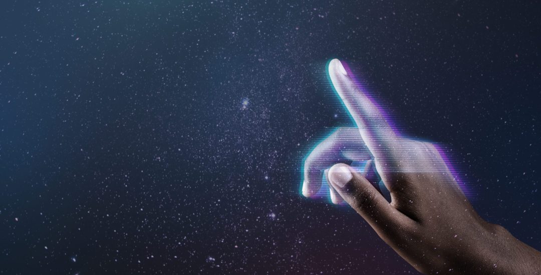 Smart technology background futuristic glitching hand remixed media